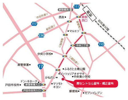 京浜東北線蕨駅西口からのアクセスマップです